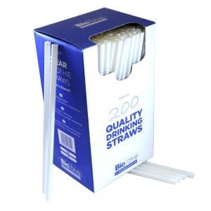 Straight Straw Clear Bio-Degradeable (Pack 200)